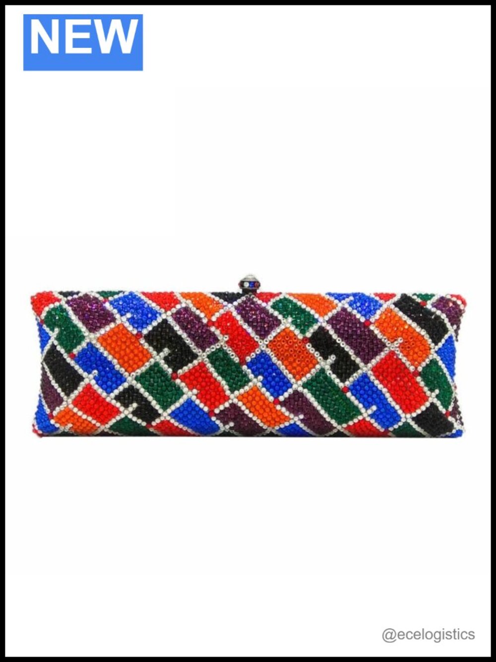 Handmade Rhinestone Crystal Clutch Evening Bag with Detachable Chain Straps for